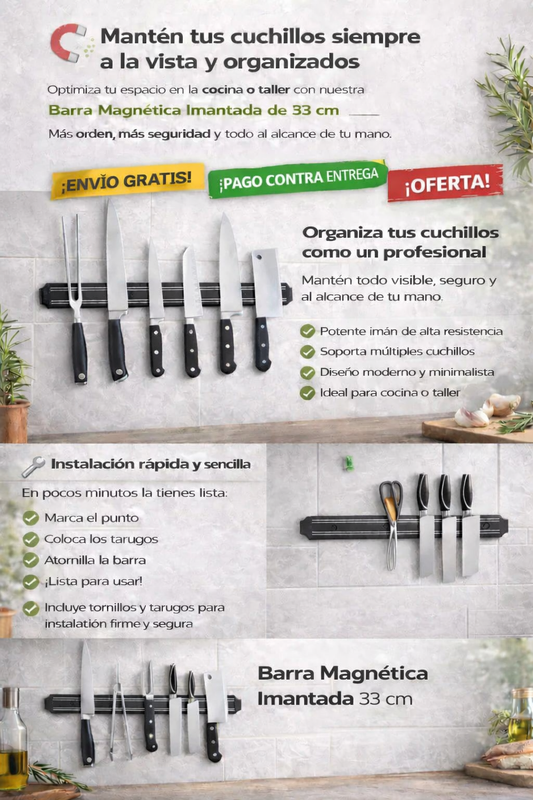 Barra Imantada para Cuchillos 33 cm
