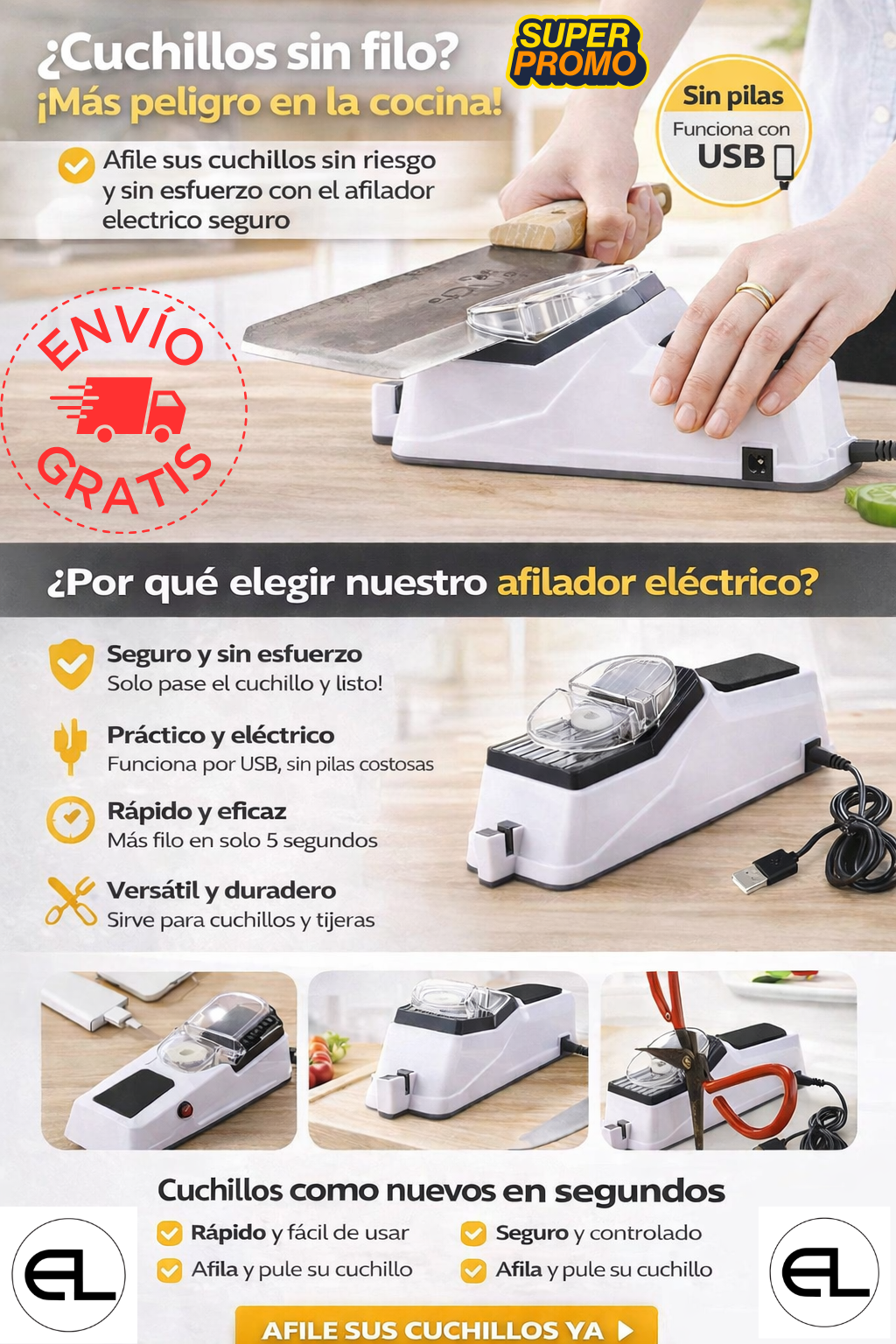 🔪 Afilador Eléctrico de Cuchillos y Tijeras