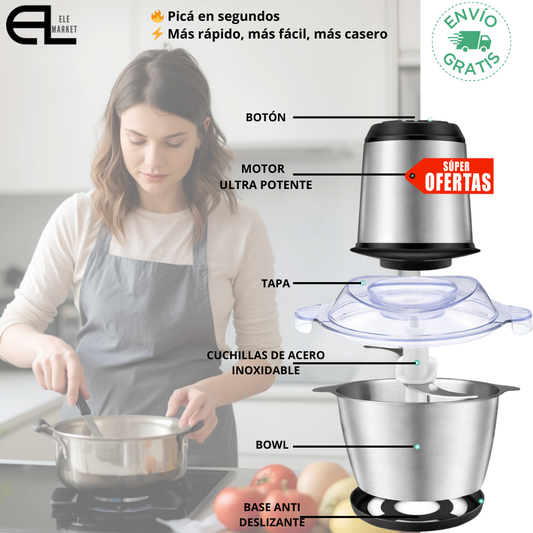 Picador Eléctrico de Alimentos 4 Cuchillas